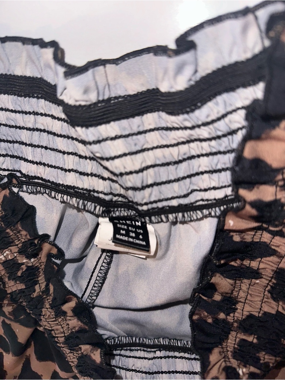 SHEIN Black & Tan Leopard Smocked Waist Shorts - Picture 3 of 3